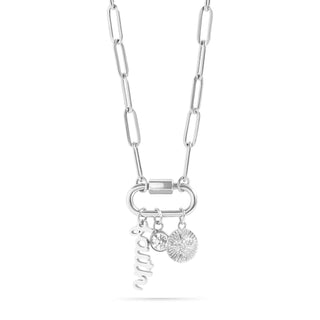 18K PVD Gold Carabiner "Faith" Paperclip Charm Necklace - Just Believe Boutique