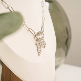 18K PVD Gold Carabiner "Faith" Paperclip Charm Necklace - Just Believe Boutique