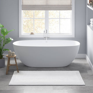 Olliix - Reversible Cotton Bathroom Rugs, Bath Mat Washable Rug White