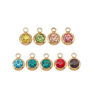 Front of nine Gold Rhinestone Charms | Assorted