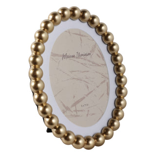Sagebrook Home - Photo Frame - Gold Glass Matted Round Beaded, 7x9 in.
