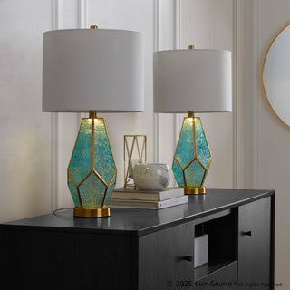 LumiSource Geo Rain Glass Table Lamp Set in Gold