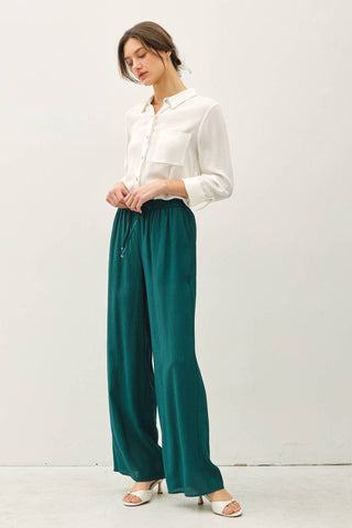 CRINKLE WIDE-LEG PANTS