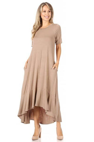 Plus Knit Solid Jersey Ruffled Maxi Dress