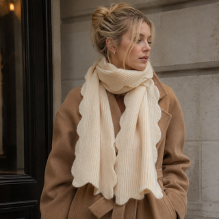 Scallop Edge Cozy Scarf, Ribbed Knit