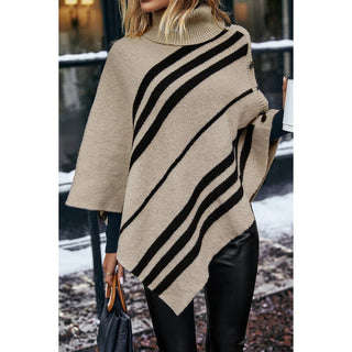 Khaki & Black Poncho