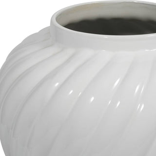 Sagebrook Home - Decorative Jar - White Ceramic Swirl Tall Lidded, 20 in.