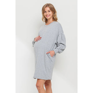 Crew Neck Sweater Dress with Pockets