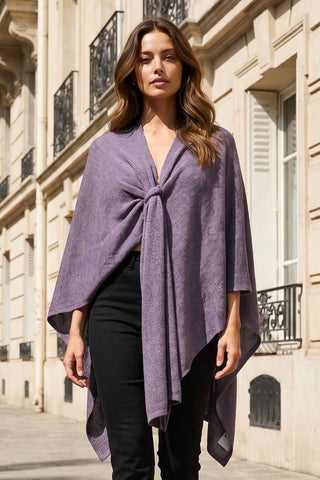 Dear Scarlett cozy sweater knit poncho shown in lavender