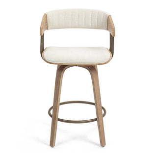 Beige Upholstered Fabric Counter Stool - Glamour Home