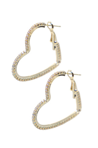 Passionate Embrace, Medium Gold heart Shape Hoops Earrings: Gold / One Size