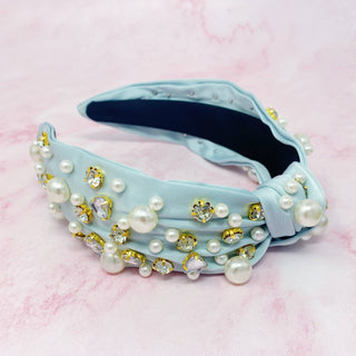 My Winslet Jeweled Satin Headband: Blue Lavender