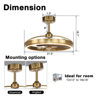 Brio Lighting - Ceiling Fan Modern LED BreezeLite 27" Copper Mount Caged