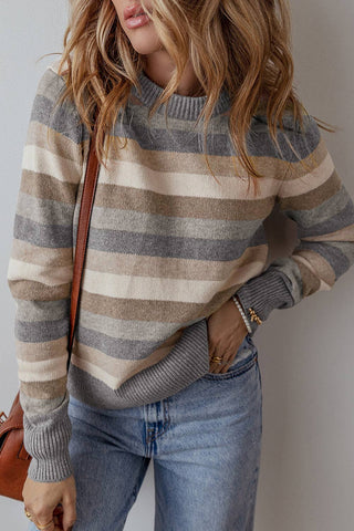 Robin Striped Sweater: Gray Stripe / S