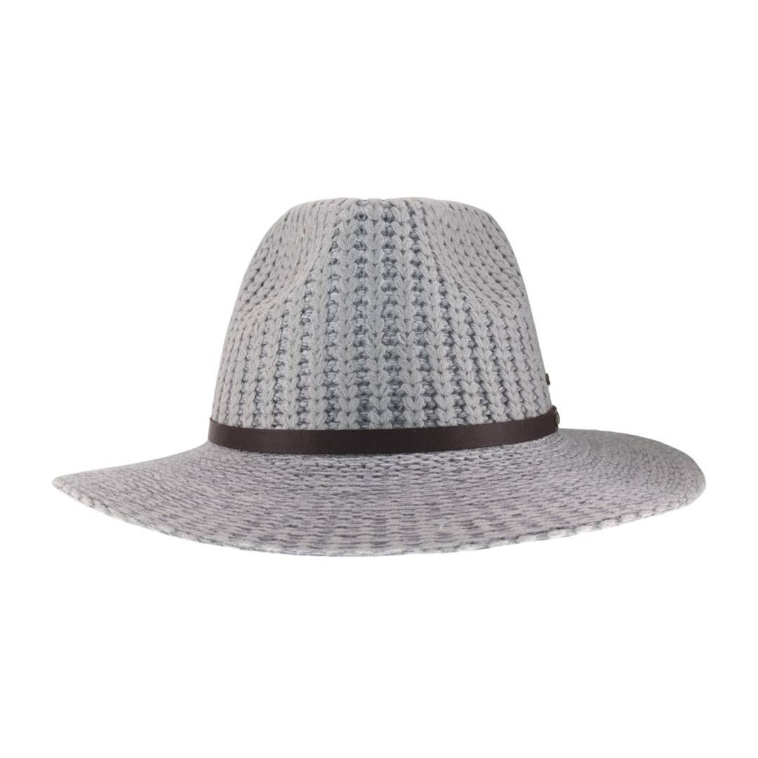 Knit C.C Fedora Hat with Leather Band