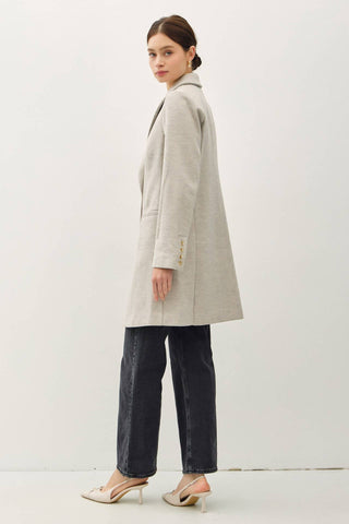 LIGHT CHEVRON PATTERN DOUBLE BUTTON COAT