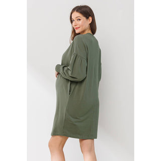 Crew Neck Sweater Dress with Pockets