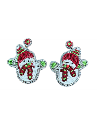 Beaded Snowman Earrings