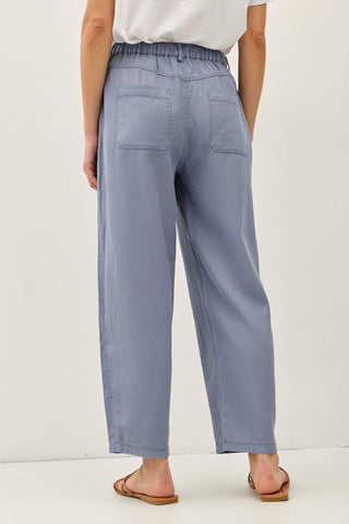 TENCEL LINEN BLEND BARREL TAPERED PANTS