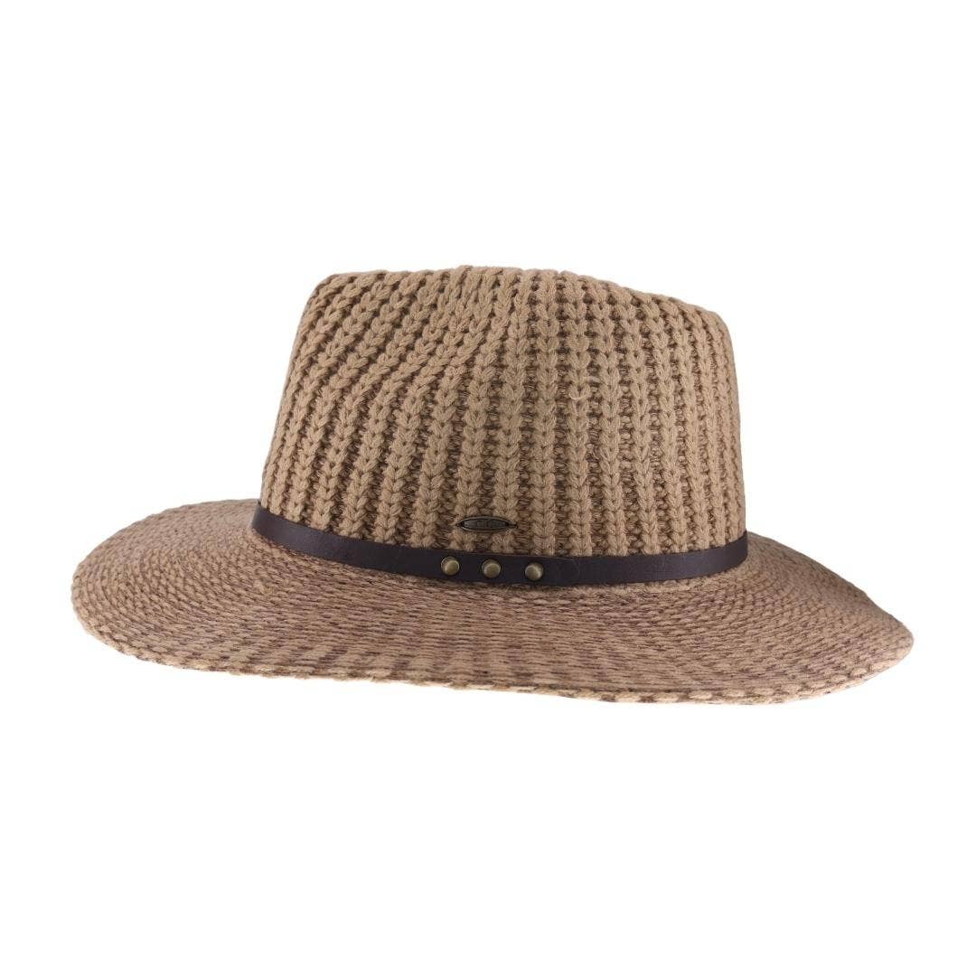 Knit C.C Fedora Hat with Leather Band