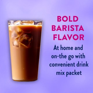 Jordan's Skinny Mixes Proffee Stix toasted marshmallow protein coffee drink mix with iced coffee glass