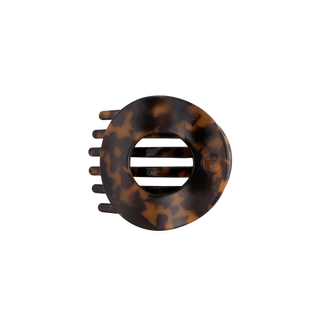 Teleties medium flat circle hair clip in tortoise, shown as a set