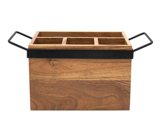 Godinger - Wood & Iron Flatware and Serving Caddy