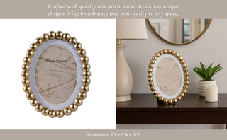 Sagebrook Home - Photo Frame - Gold Glass Matted Round Beaded, 7x9 in.