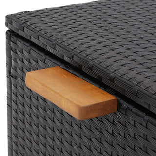 Sunnydaze Decor - Resin Wicker Storage Deck Box with Handles - Black