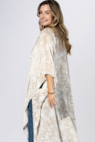 Beige Stripe Sheer Kimono