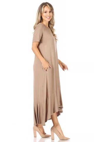 Plus Knit Solid Jersey Ruffled Maxi Dress