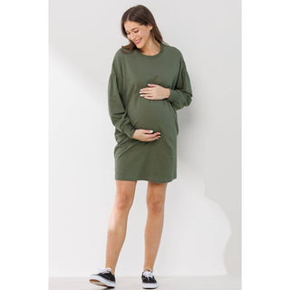 Crew Neck Sweater Dress with Pockets