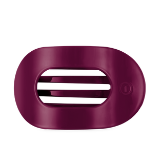 Teleties large flat round hair clip in Mulberry berry purple, front view