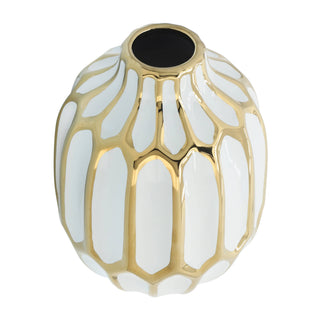 Sagebrook Home - Decorative Vase - White/Gold Ceramic Bud Abstract Modern,8in