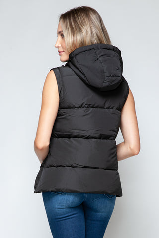 Snap and Zip Closure Hooded Vest