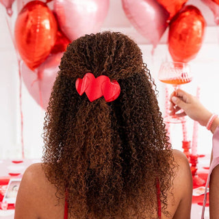 TELETIES Medium Flat Hair Clip - Red Heart to Heart