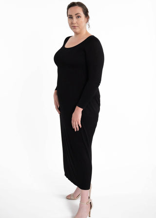 Long Sleeve Maxi Dress: Black