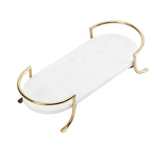 Godinger - Oval Marble Tray with Gold Stand