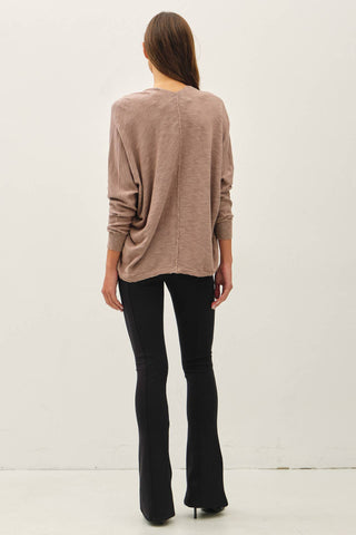 OPEN FRONT DOLMAN SLEEVE SLUB CARDIGAN
