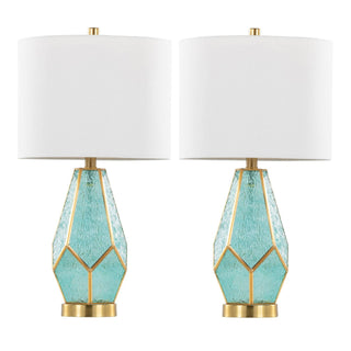 LumiSource Geo Rain Glass Table Lamp Set in Gold