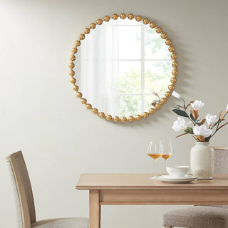 Round Iron Framed Wall Mirror – Gold Decor