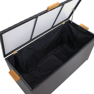 Sunnydaze Decor - Resin Wicker Storage Deck Box with Handles - Black