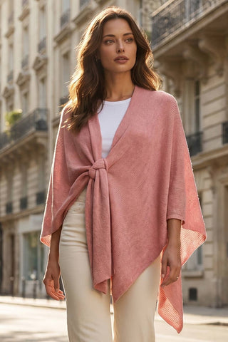 Dear Scarlett cozy sweater knit poncho in Desert Blush dusty pink