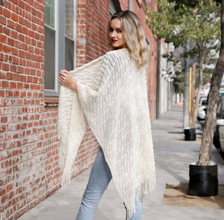 Fringe Knit Body Wrap Cardigan scarf style