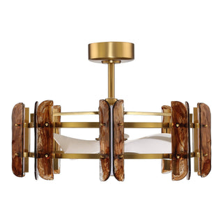 Brio Lighting - Ceiling Fan Modern 32" Perimost 3-Blade Gold Glass LED Light