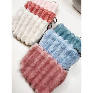 Embossed Faux Fur Coin Purse with Key Ring