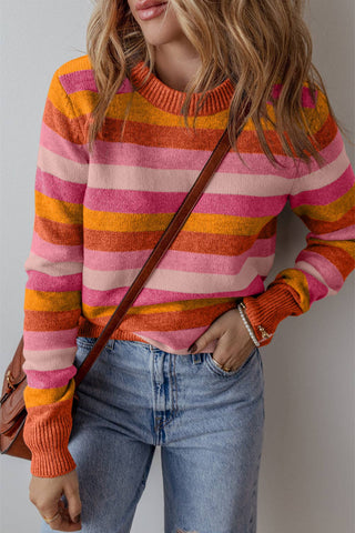 Robin Striped Sweater: Gray Stripe / S