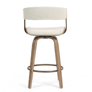 Beige Upholstered Fabric Counter Stool - Glamour Home