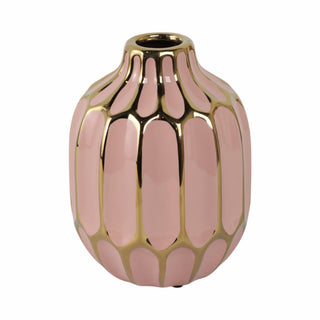Sagebrook Home - Decorative Vase - Blush/Gold Ceramic Bud Abstract Modern,8in