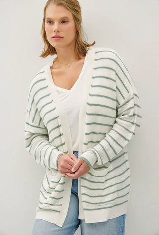 SAGE STRIPED CARDIGAN